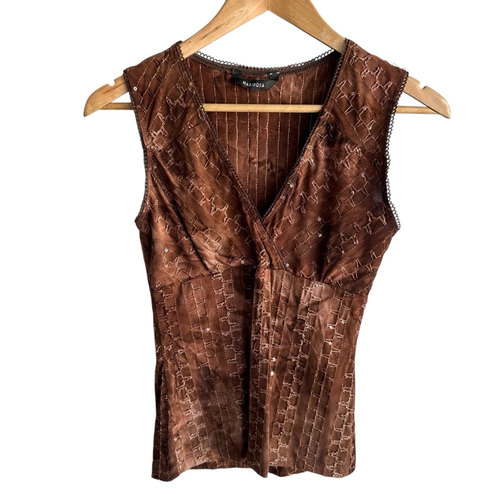 Vintage Y2K Mariposa Babydoll Lace Trim Top Size S Fairy Grunge Sequin Tank EUC